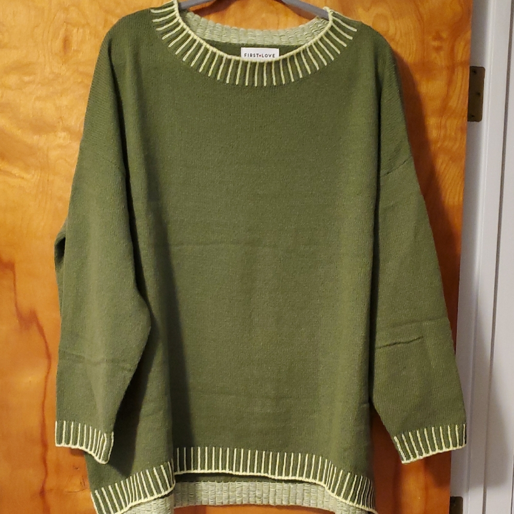 First Love Olive Knit Pullover